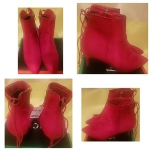 NEW..Size 11 red suede ankle boots